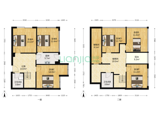 快乐空间 6室0厅2卫 107平方
