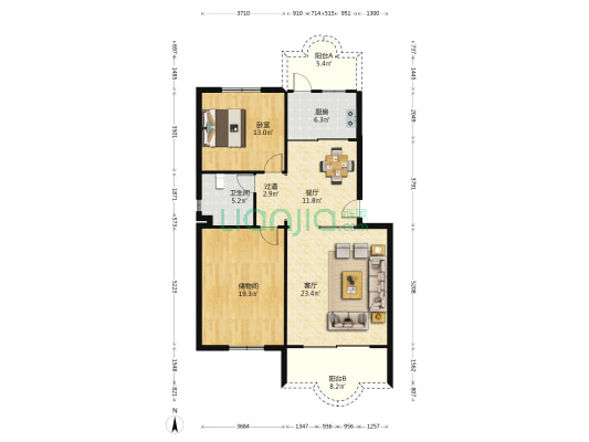 南沙裕兴花园 1室2厅1卫 111平方