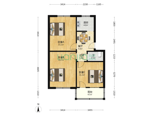 公园新村(江阴市) 3室1厅1卫 77平方