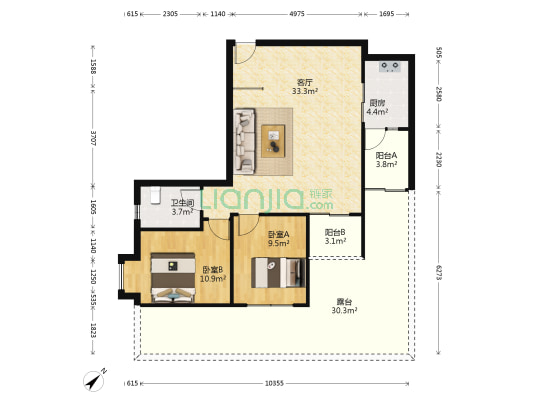 汉阳1889 2室1厅1卫 85平方