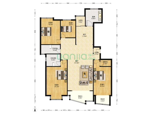 国际花园公寓 4室2厅2卫 220平方