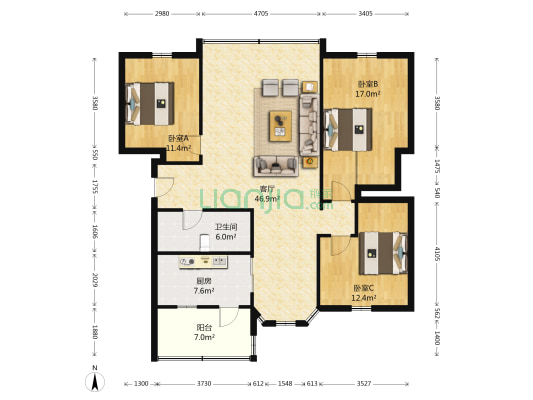 北门村西巷8号 3室1厅1卫 125平方