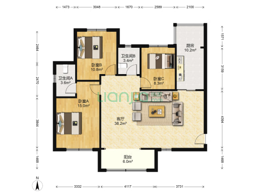 和裕印象 3室1厅2卫 106平方