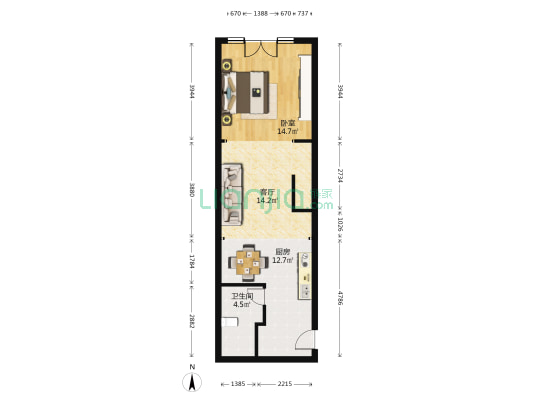 静安艺庭 1室1厅1卫 67平方