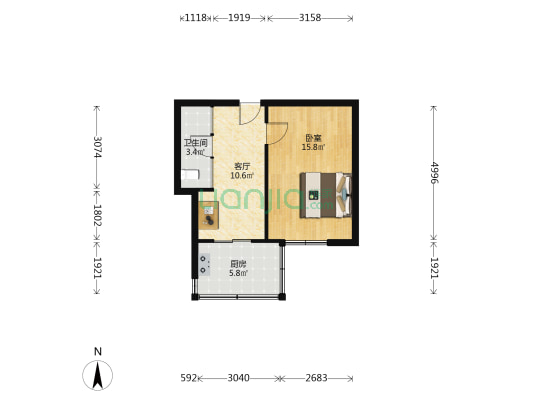 阳城里 1室1厅1卫 28平方