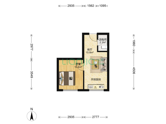 海晨茗苑 1室1厅1卫 36平方