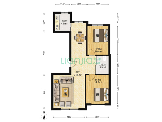吉盛碧海华庭 2室1厅1卫 99平方