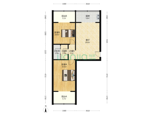 东秀苑小区 2室1厅1卫 84平方