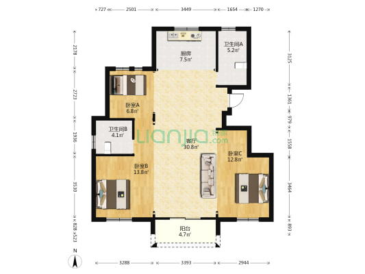 湖墩茗苑 3室1厅2卫 109平方