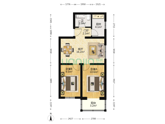 杨庄北街6号院 2室1厅1卫 67平方