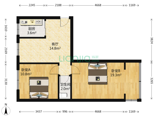 新秀园北区 2室1厅1卫 63平方
