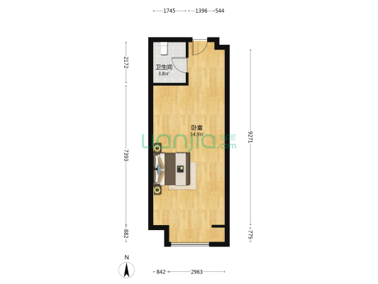 时代旺角 1室0厅1卫 59平方