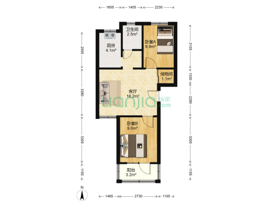 福园小区(丰润区) 2室1厅1卫 57平方