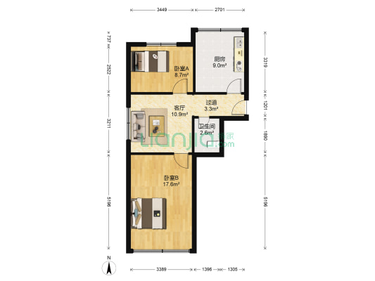 顺河路小区 2室1厅1卫 63平方