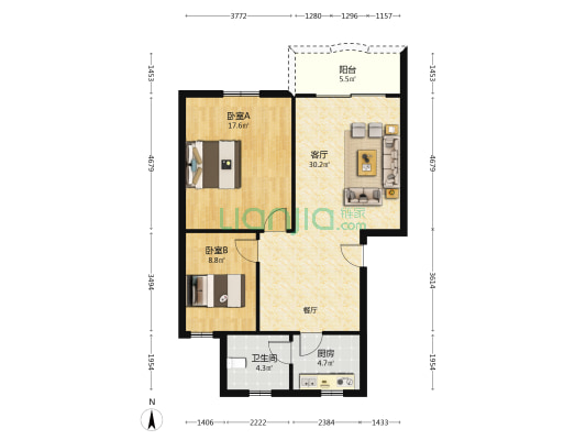 光大花园金辉苑 2室1厅1卫 83平方