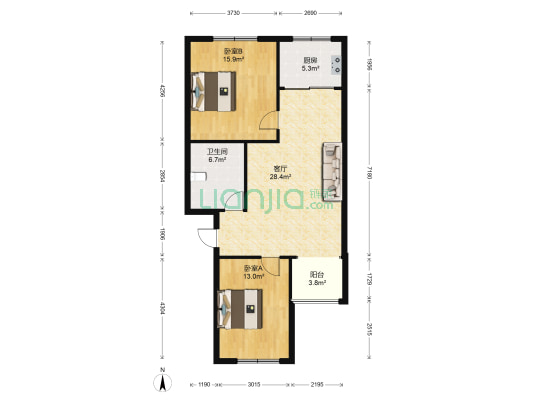 祥泰家园 2室1厅1卫 84平方
