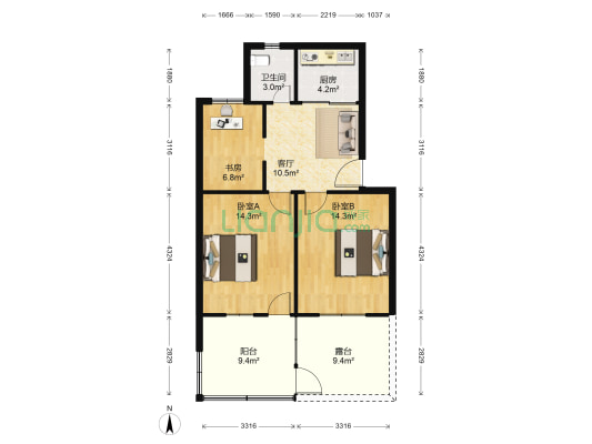 银杏小区 3室1厅1卫 68平方