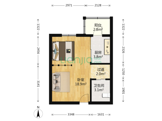 乐城 1室0厅1卫 43平方
