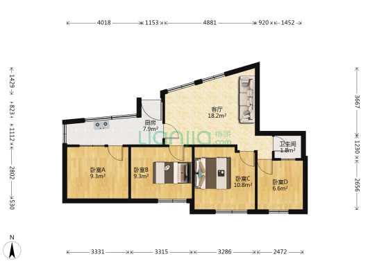 仓后街 4室1厅1卫 65平方