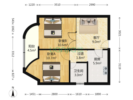 展峰大楼 2室1厅1卫 70平方