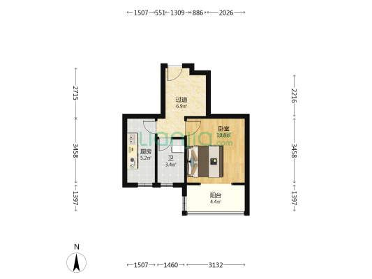 荷花茗苑东院 1室0厅1卫 40平方