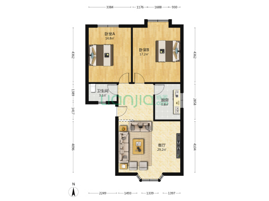 金府苑 2室1厅1卫 89平方