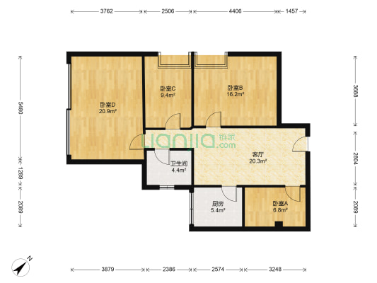 三正半山豪苑棕榈园 4室1厅1卫 106平方