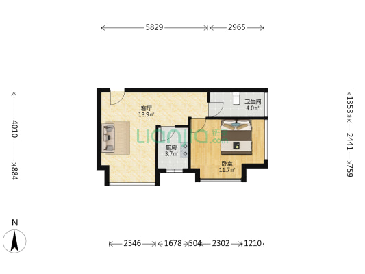 高新尊贵壹方 1室1厅1卫 60平方