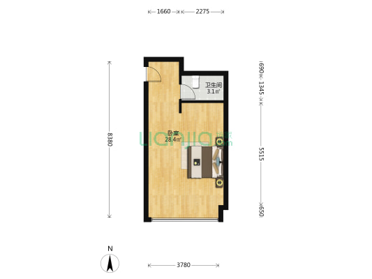 温州站南服装城 1室0厅1卫 48平方