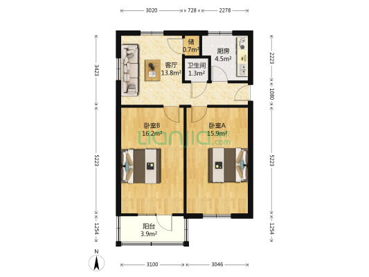 中科院兰州分院科苑二区 2室1厅1卫 65平方