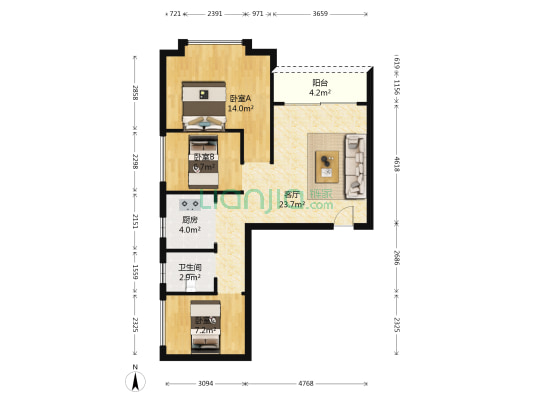 白溪村太平环街 3室1厅1卫 81平方