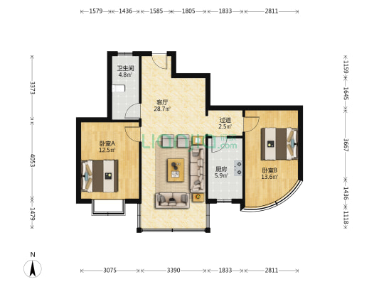 益丰苑 2室1厅1卫 75平方