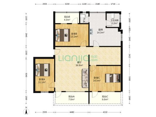 桂城牡丹村 3室1厅2卫 127平方