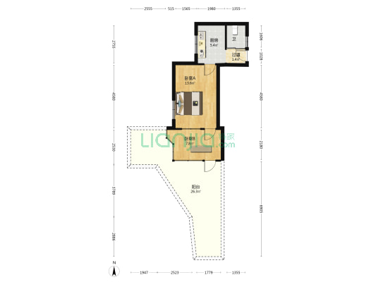 来福大楼 2室0厅1卫 34平方
