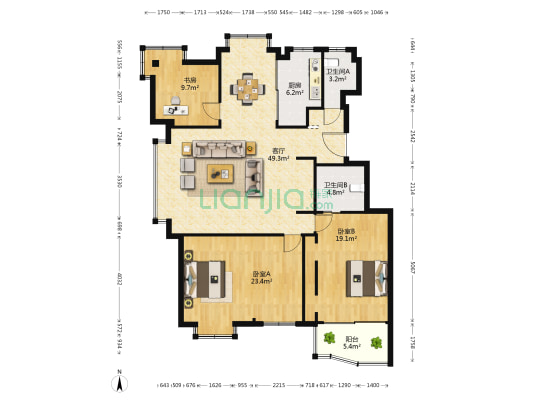 景秀湾花园 3室1厅2卫 150平方