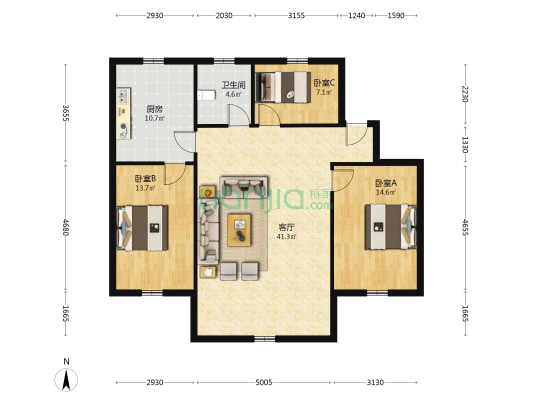 农大老区 3室1厅1卫 110平方
