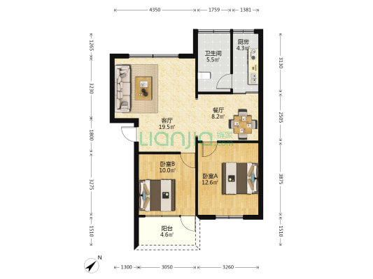 侨爱互助社区 2室2厅1卫 73平方