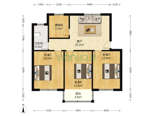 高浜二村 3室1厅1卫 95平方