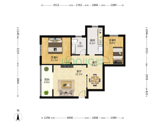 中石化综合楼 2室2厅1卫 71平方