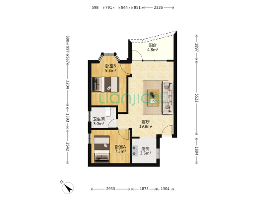 雅景苑 2室1厅1卫 62平方