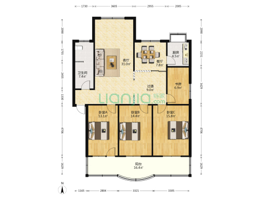 鄂州麻纺厂小区 4室2厅1卫 150平方