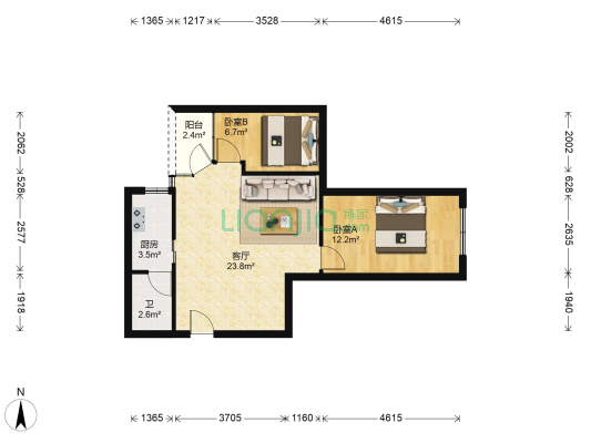 金翠苑 2室1厅1卫 61平方