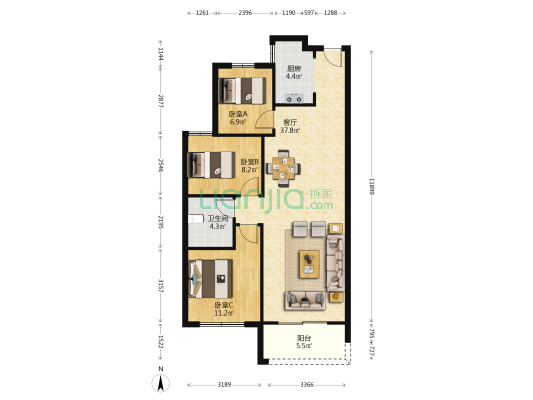 升龙御玺二期 3室1厅1卫 108平方