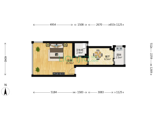 西城新都 1室1厅1卫 39平方