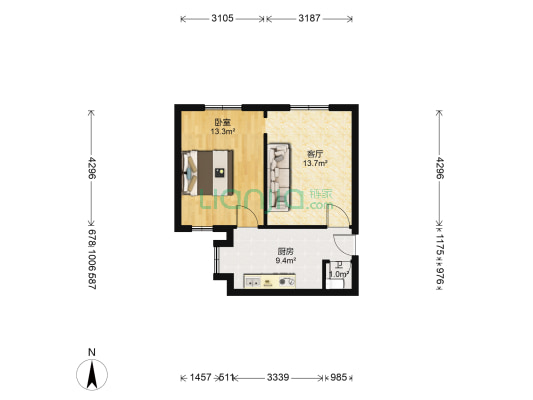 燕子岭社区 1室1厅1卫 45平方
