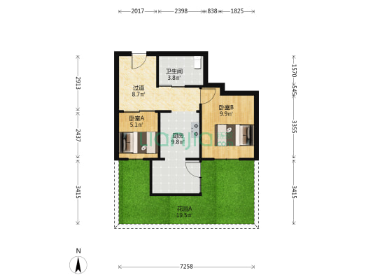 南城家园A区 2室0厅1卫 55平方