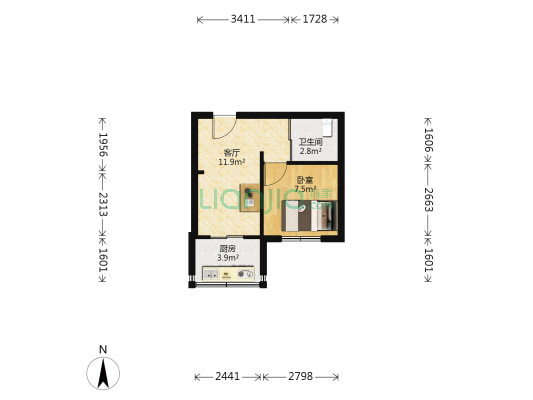 花园小区 1室1厅1卫 40平方