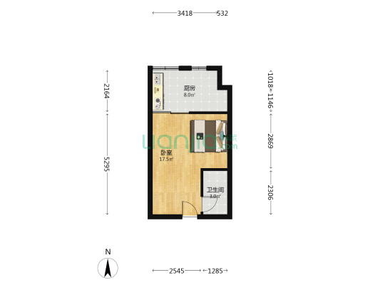 紫东国际 1室0厅1卫 41平方
