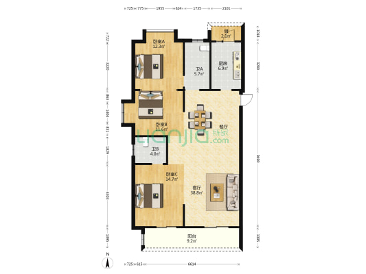 澜御府 3室1厅2卫 132平方
