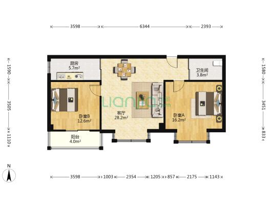 广益天下一期 2室1厅1卫 96平方